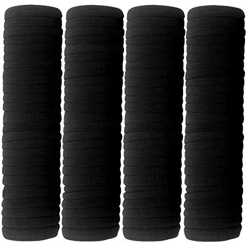 Product Cover Thick Seamless Cotton Hair Bands, Simply Hair Ties Ponytail Holders Headband Scrunchies Hair Accessories No Crease Damage for Thick Hair (black)