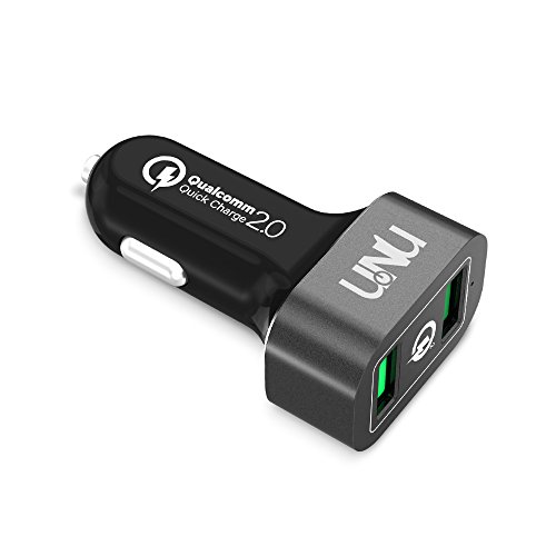 Product Cover Quick Charge 2.0 Car Charger, UNU Dual USB Car Charger Power Charging 36W QC 2.0 2-Port for Samsung Galaxy S8/S8+, Note 8, iPhone 7, 6s 6 Plus, iPad Pro/Mini, LG G6, HTC, Nexus and More Devices