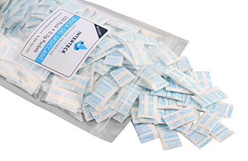 Product Cover INTERTECK PACKAGING 0.5 Gram Silica Gel Packets - Rechargeable Desiccant Packets and Dehumidifiers (Non-Indicating, Tyvek 250 Pack)