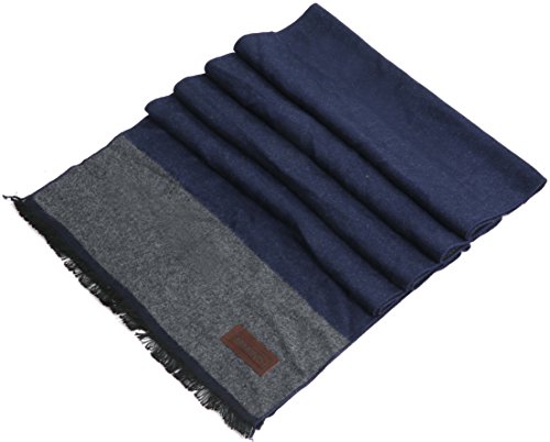 Product Cover Marino's Winter Cashmere Feel Men Scarf,100% Cotton Fashion Scarves, In Elegant Gift Box - Blue/Gray