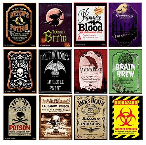 Product Cover American Art Classics Set of 12 Halloween Wine Bottle Labels - 5 Inch X 4 Inch