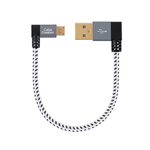 Product Cover CableCreation Short (0.5ft) 90 Degree USB 2.0 A to Micro USB B Cable, Double Angle-Dual Angled Short Micro USB Cable with Aluminium Case,15cm, Space Gray