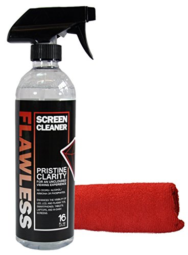 Product Cover Flawless Screen Cleaner Spray with Microfiber Cleaning Cloth for LCD, LED Displays on Computer, TV, iPad, Tablet, Phone, and More (Single)