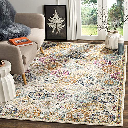 Product Cover Safavieh Madison Collection MAD611B Bohemian Chic Vintage Distressed Area Rug, 3' x 5', Cream/Multi