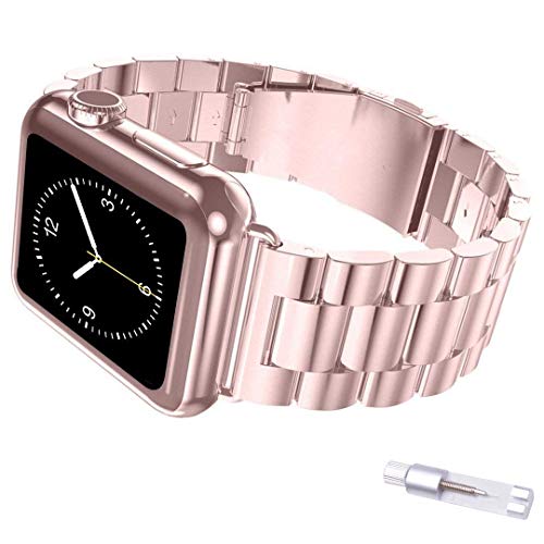 Product Cover iiteeology Compatible with Apple Watch Band 38mm 40mm, Stainless Steel iWatch Band Replacement Strap for Apple Watch Series 5 Series 4 Series 3 Series 2 Series 1 - Rose Gold