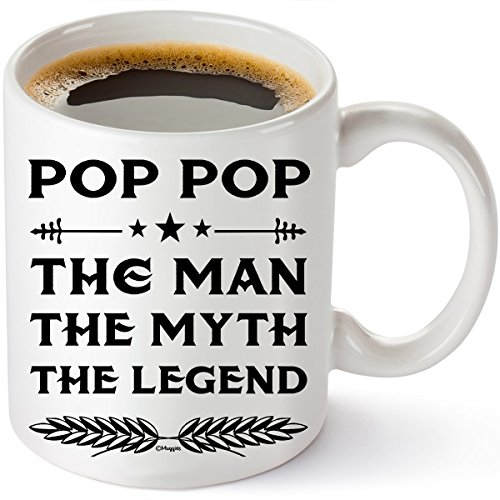Product Cover Fathers Day Gift Idea For Dad And Grandpa - Coffee 11oz Mug. Unique Gifts For Men & Husband! Make Him Proud On His Birthday, Christmas, Father's Day - Pop The Man The Myth The Legend By Muggies