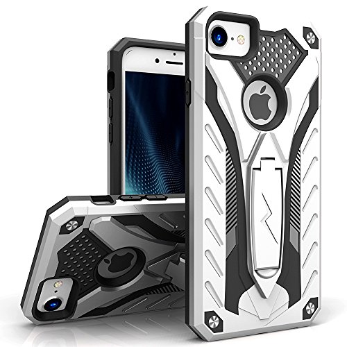 Product Cover ZIZO Static Series Compatible with iPhone 8 Case Military Grade Drop Tested with Built in Kickstand iPhone 7 iPhone 6s Case Silver Black