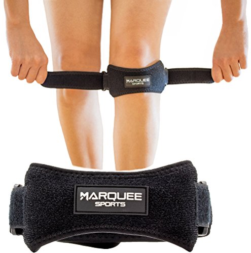 Product Cover Marquee Sports Patella Knee Strap for Running, Basketball, and Hiking Adjustable Patellar Tendon Pain Relief and Support Brace from Jumper's Knee, Chondromalacia, and Tendonitis/Black
