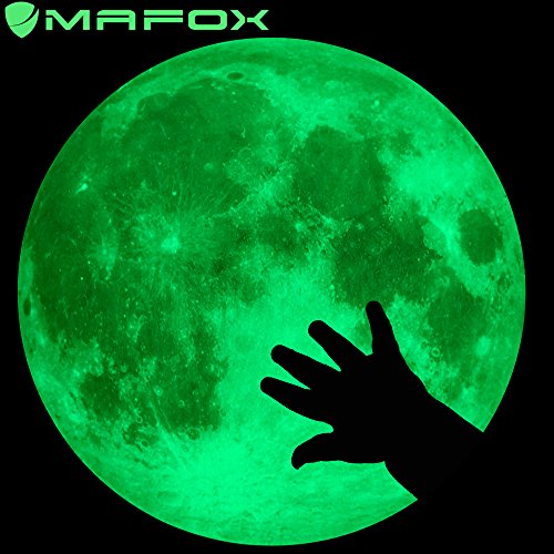 Product Cover MAFOX Glow in The Dark Wall or Ceiling Stars with Moon Stickers - Luminous Decal Stickers for Simulated Moon Effect at Night - Ideal Kids Decor or Adults - Perfect Gift Kids Boys Girls