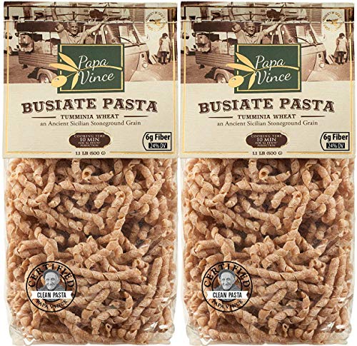 Product Cover Papa Vince Low Gluten Clean Pasta Sensitive Stomach Made with Tumminia Flour from Sicily, Italy | High Fiber, Sugar Free, Non GMO | decreases Food Intolerance & intestinal Disorders | 1 lb (2-Pack)