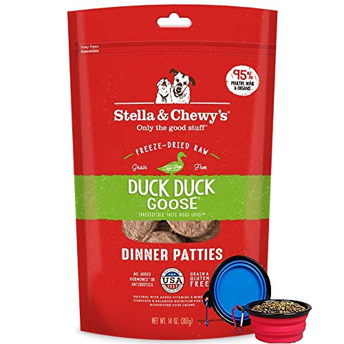 Product Cover Stella & Chewy's Freeze Dried Dog Food,Snacks 14 oz Bag With Hot Spot Pet Food Bowl - Made in USA (Duck Duck Goose Flavor)