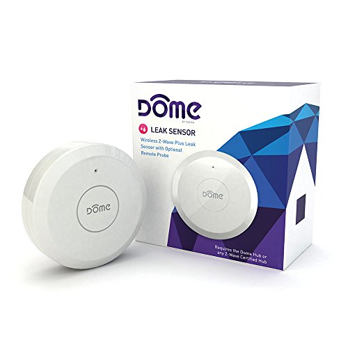 Product Cover Dome Home Automation Leak Sensor Wireless Z-Wave Plus with Remote Probe, Water Resistant, White (DMWS1)