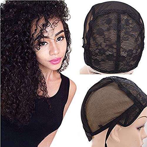 Product Cover Black Double Lace Wig Caps For Making Wigs Hair Net with Adjustable Straps Swiss Lace Small Size from AliLeader