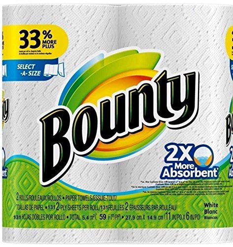 Product Cover Bounty Select-a-Size 2 x More Absorbent Paper Towels,11 x 5.9-Inches, 96-PLY SHEETS,White (PACK OF 2)