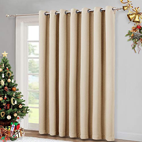Product Cover NICETOWN Extra Wide Patio Door Curtain - Energy Smart & Noise Reducing Grommet Thermal Insulated Wide Width Drapes, Sliding Door Curtain for Guestroom(Biscotti Beige, W100 x L84)