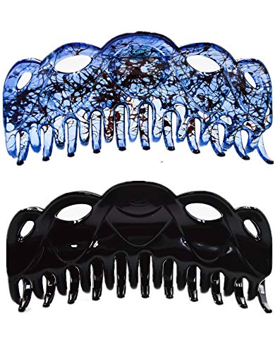 Product Cover Prettyou 5.5 Inches Large Crystal Plastic Hair Claw Banana Clips for Thick Hair Women,pack of 2 (Set1)