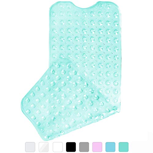 Product Cover Yimobra Original Bath Tub Shower Mat Extra Long 16 x 40 Inches, Non-Slip with Drain Holes, Suction Cups, Machine Washable, Phthalate Free, Latex Free, BPA Free, Bathroom Mats, Clear Green