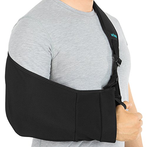 Product Cover Vive Arm Sling - Medical Support Strap for Broken, Fractured Bones - Adjustable Shoulder, Rotator Cuff Full Soft Immobilizer - For Left, Right Arm, Men, Women, Subluxation, Dislocation, Sprain, Strain
