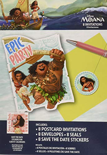 Product Cover amscan Moana Postcard Invitations,Multi-Colored,One Size