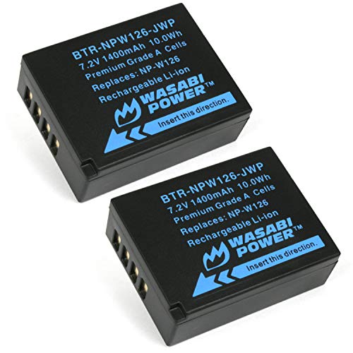 Product Cover Wasabi BTR-NPW126-2PK Power Battery for Fujifilm Np-W126, Np-W126S (2-Pack)