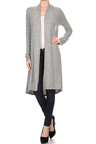 Product Cover Women's Open Front Winter Rib Knit Long Cardigan Sweater Cardigan - Made in USA
