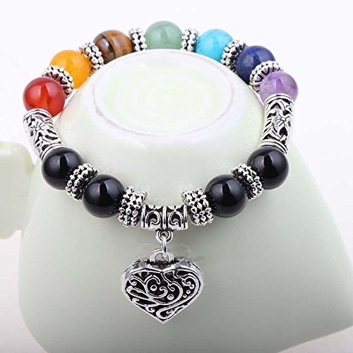 Product Cover Jewelry Chic Retro 7 Chakra Healing Yoga Reiki Prayer Bead Bracelet Buddha Head Bracelet