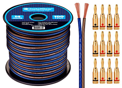 Product Cover InstallGear 14 Gauge AWG 100ft Speaker Wire Cable with 12 Banana Plugs