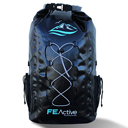 Product Cover FE Active - 30L Eco Friendly Waterproof Dry Bag Backpack Great for All Outdoor and Water Related Activities. Padded Shoulder Straps, Corded Exterior and Mesh Netting for Increased Carrying Capacity