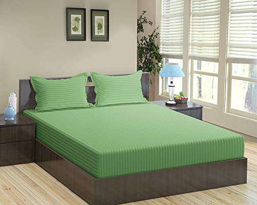 Product Cover Trance Home Linen 100% Cotton 210 TC King Bedsheet 9Ft * 9Ft with 2 Pillow Covers (Moss Green)