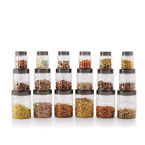 Product Cover Cello Checkers Plastic PET Canister Set, 18 Pieces, Clear
