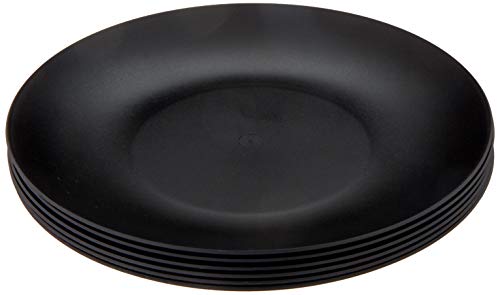Product Cover Coza Design- Unbreakable and Reusable Plastic Plate Set- BPA Free- Set of 6 (Black)