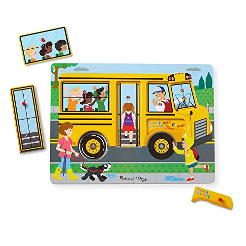 Product Cover Melissa & Doug The Wheels On The Bus Sound Puzzle (Peg Puzzle, Developmental Toy, 6 Pieces)