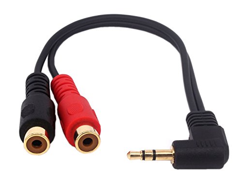 Product Cover Qaoquda 3.5mm to 2RCA Adapter Cable,8 Inch Gold Plated 90 Degree Right-angled 1/8