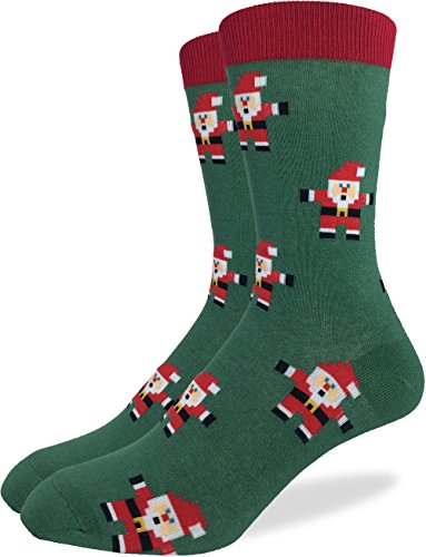 Product Cover Good Luck Sock Men's Christmas Santa Clause Crew Socks,Green,Shoe: 7-12