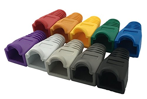 Product Cover Accessbuy 100 Pcs Mixed Color CAT5E CAT6 RJ45 Ethernet Network Cable Strain Relief Boots Cable Connector Plug Cover