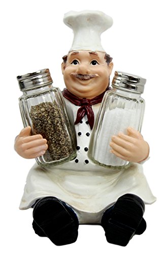 Product Cover Ebros Italian Head Chef Mario Salt and Pepper Shakers Holder Figurine As Decorative Kitchen Dining Centerpiece Decor for Chefs Cooks Bistro Restaurant Themed Statue (Single)