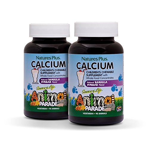Product Cover NaturesPlus Animal Parade Source of Life Children's Calcium Supplement (2 Pack) - 90 Animal Shaped Tablets - Vanilla Sundae Flavor - Magnesium For Bone Health - Gluten-Free - 45 Total Servings