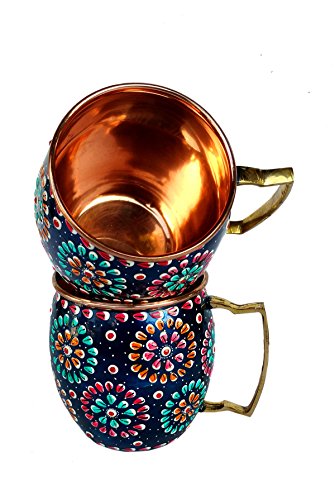 Product Cover Rastogi Handicrafts Handmade Outer Hand Painted Art work Wine, Vodka, Beer,Cocktail,Juice, Cold Coffee Mug - Cup (2)