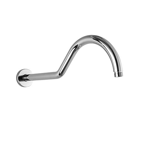 Product Cover LORDEAR Solid Brass Chrome S Shape 17 Inch Reach Gooseneck Extension Shower Arm with Flange, Perfect For Rain Shower Heads