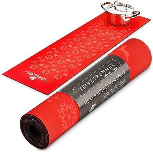 Product Cover TRIVETRUNNER Christmas Decorative Trivet and Kitchen Table Runners Handles Heat Up to 300F, Anti Slip, Hand Washable,Safe for Hot Dishes,Hand Washable (Red Christmas)