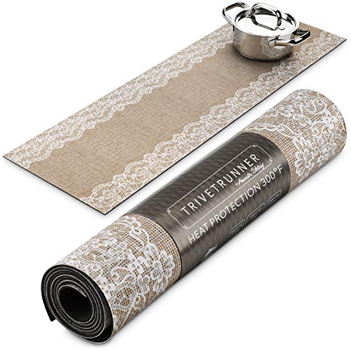 Product Cover Trivetrunner :Decorative Trivet and Kitchen Table Runners Handles Heat Up to 300F, Anti Slip, Hand Washable, and Convenient for Hot Dishes and Pots,Hand Washable (Jute and Lace)