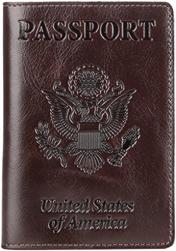 Product Cover Shvigel Leather Passport Cover - Holder - for Men & Women - Passport Case (Glossy Brown)