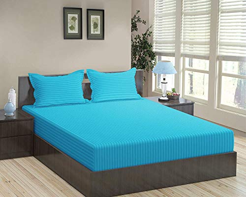 Product Cover Trance Home Linen 100% Cotton 210 TC King Bedsheet 9Ft * 9Ft with 2 Pillow Covers (Aqua Turquoise Blue)