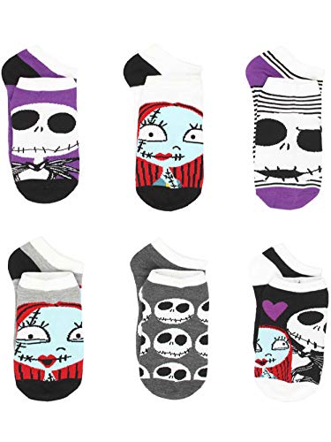 Product Cover The Nightmare Before Christmas Womens 6 pack Socks (9-11 Womens (Shoe: 4-10), Jack Sally Purple)