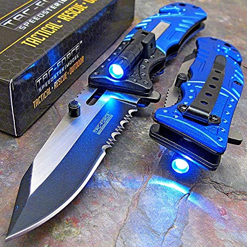 Product Cover TAC Force Blue Police Assisted Open LED Tactical Rescue Pocket Knife (Original)