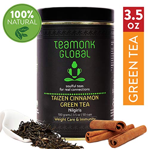 Product Cover Teamonk Taizen Nilgiri Cinnamon Green Tea Loose Leaf (50 Cups) | Premium Cinnamon Tea | Weight Loss Tea | Slimming Tea | Supports Immunity | Pure Loose Leaf Tea | No additives - 3.5oz