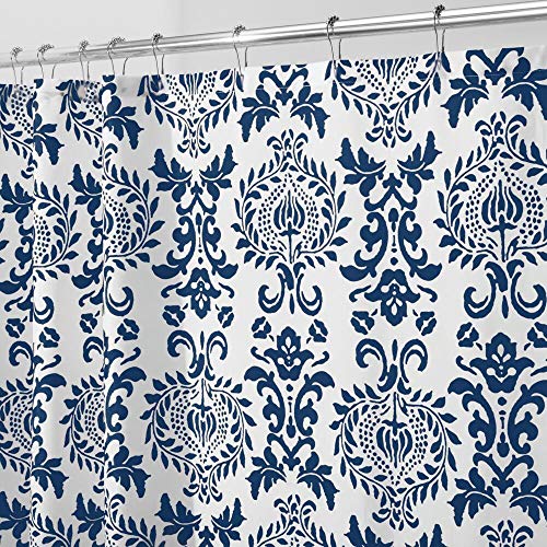 Product Cover mDesign Long Decorative Damask Print - Easy Care Fabric Shower Curtain with Reinforced Buttonholes, for Bathroom Showers, Stalls and Bathtubs, Machine Washable - 72
