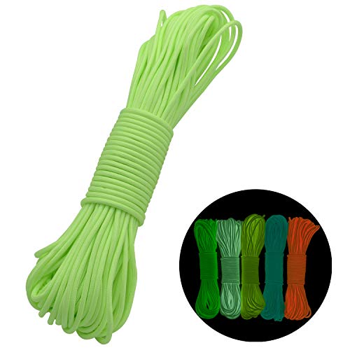 Product Cover 550 Glow Portable Survival 9 Strand Cord Paracord Parachute Bracelets Luminous in the Dark 100% Nylon 25ft Green