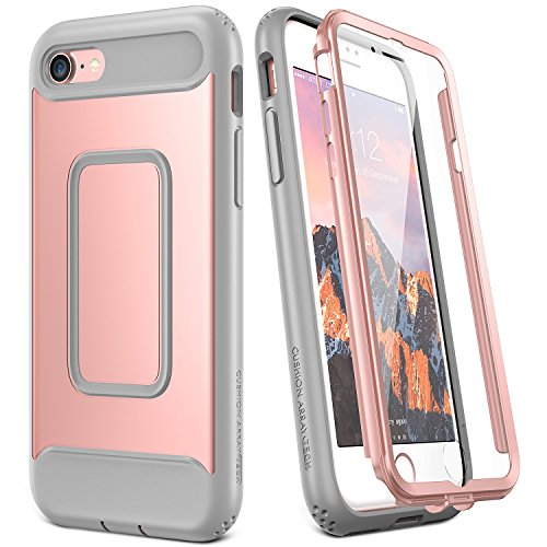 Product Cover YOUMAKER Case for iPhone 8 & iPhone 7, Rose Gold Full Body with Built-in Screen Protector Heavy Duty Protection Shockproof Slim Fit Cover for Apple iPhone 8 (2017) / iPhone 7 (2016) 4.7 Inch - RG/Grey