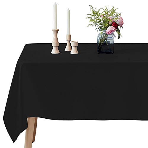 Product Cover VEEYOO Rectangle Tablecloth - 60 x 126 Inch Polyester Table Cloth for 6 Foot Table - Soft Washable Oblong Black Table Cloths for Wedding, Parties, Restaurant, Dinner, Buffet Table and More